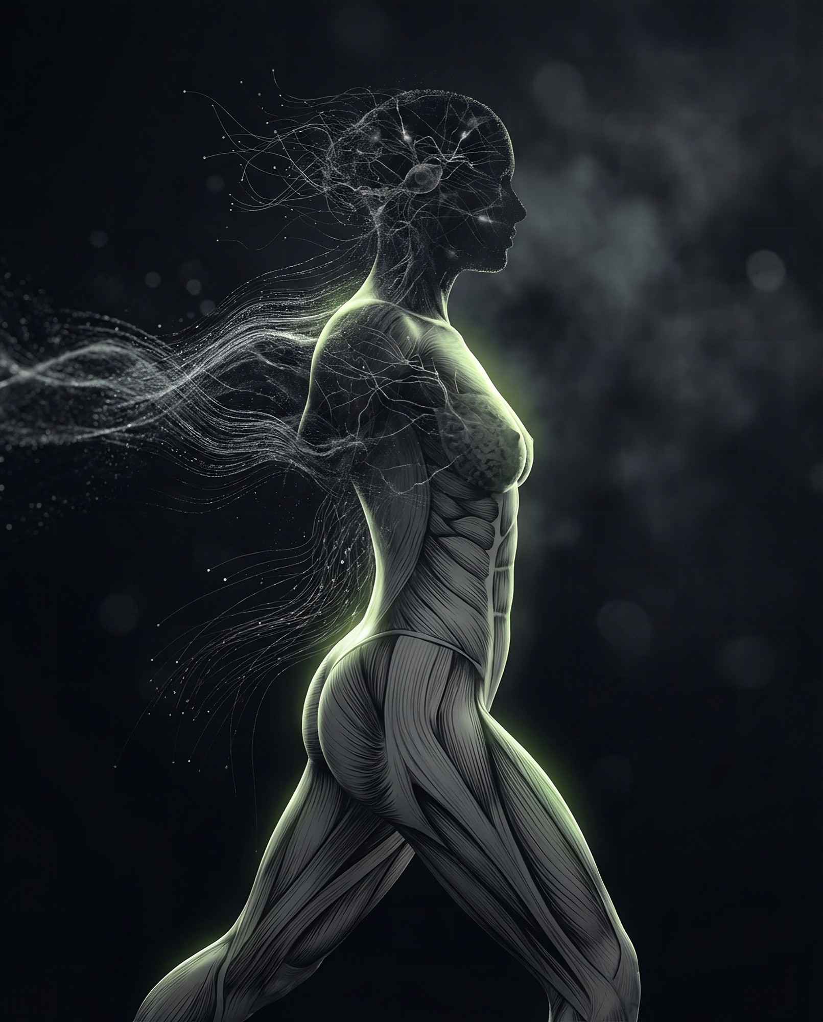 Abstracte representatie van de coach, fysiek en mentaal